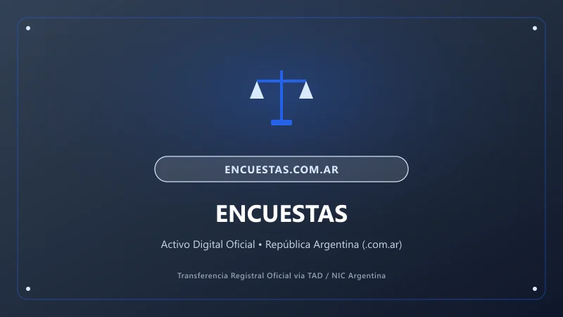 Identidad visual y presentación comercial del nombre de dominio encuestas.com.ar en venta